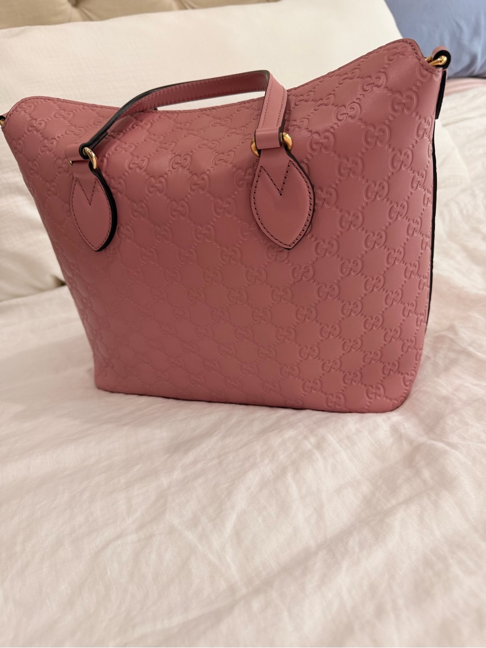 Gucci Rose Pink Embossed GG Leather Tote